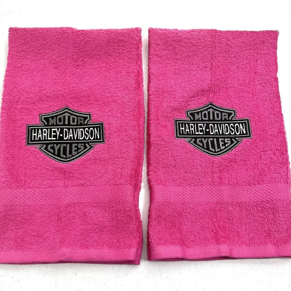 Harley Davidson Towels Embroidered Hand Towel Set Black Pink Bathroom Decor